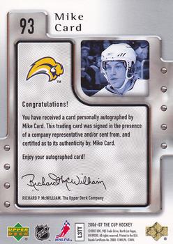 2006-07 Upper Deck The Cup #93 Mike Card Back