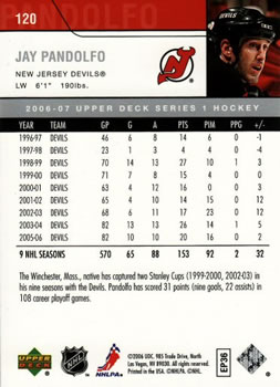 2006-07 Upper Deck #120 Jay Pandolfo Back