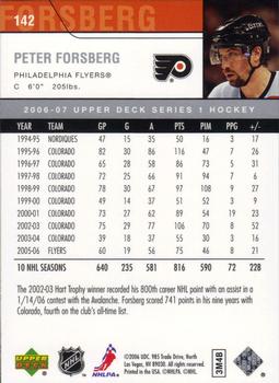 2006-07 Upper Deck #142 Peter Forsberg Back