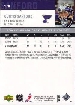 2006-07 Upper Deck #170 Curtis Sanford Back