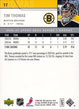 2006-07 Upper Deck #17 Tim Thomas Back