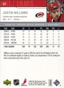 2006-07 Upper Deck #37 Justin Williams Back