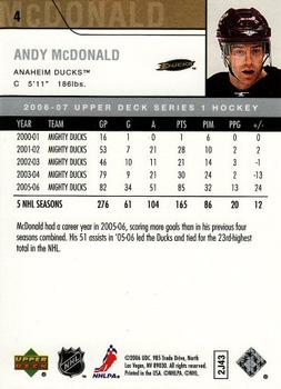 2006-07 Upper Deck #4 Andy McDonald Back