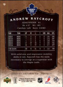 2006-07 Upper Deck Artifacts #9 Andrew Raycroft Back