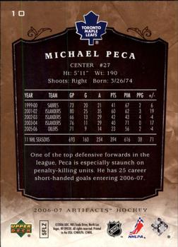 2006-07 Upper Deck Artifacts #10 Michael Peca Back