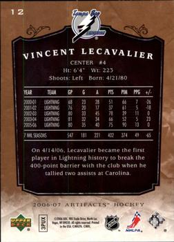 2006-07 Upper Deck Artifacts #12 Vincent Lecavalier Back