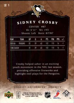 2006-07 Upper Deck Artifacts #21 Sidney Crosby Back