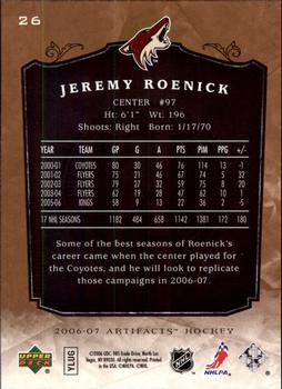 2006-07 Upper Deck Artifacts #26 Jeremy Roenick Back