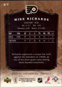 2006-07 Upper Deck Artifacts #27 Mike Richards Back