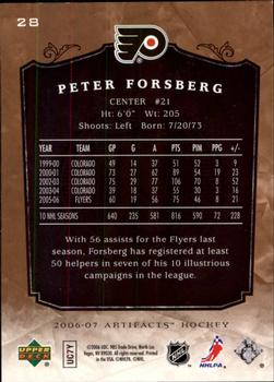 2006-07 Upper Deck Artifacts #28 Peter Forsberg Back