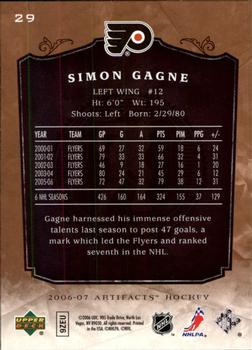 2006-07 Upper Deck Artifacts #29 Simon Gagne Back