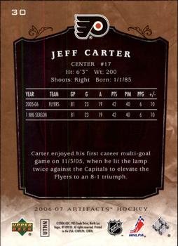 2006-07 Upper Deck Artifacts #30 Jeff Carter Back