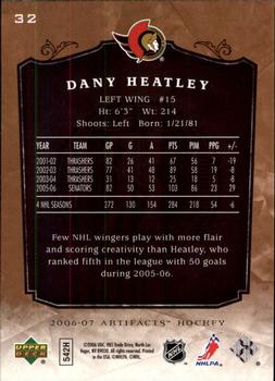 2006-07 Upper Deck Artifacts #32 Dany Heatley Back