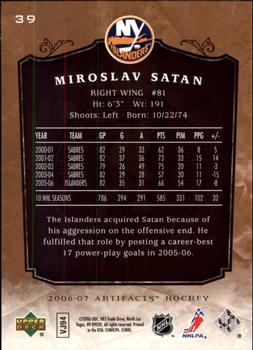 2006-07 Upper Deck Artifacts #39 Miroslav Satan Back