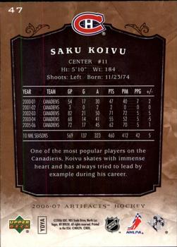 2006-07 Upper Deck Artifacts #47 Saku Koivu Back