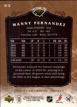 2006-07 Upper Deck Artifacts #53 Manny Fernandez Back
