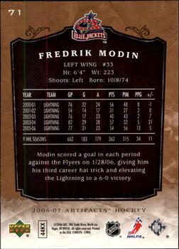 2006-07 Upper Deck Artifacts #71 Fredrik Modin Back