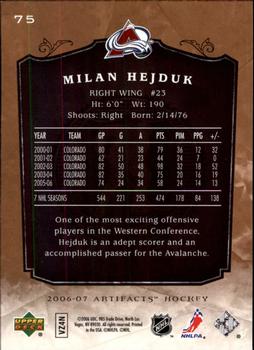 2006-07 Upper Deck Artifacts #75 Milan Hejduk Back