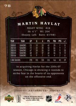 2006-07 Upper Deck Artifacts #78 Martin Havlat Back