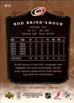 2006-07 Upper Deck Artifacts #83 Rod Brind'Amour Back