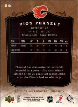 2006-07 Upper Deck Artifacts #86 Dion Phaneuf Back
