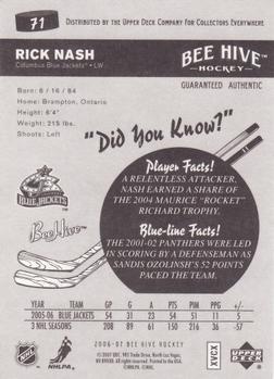2006-07 Upper Deck Beehive #71 Rick Nash Back