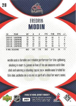 2006-07 Upper Deck Mini Jersey #28 Fredrik Modin Back