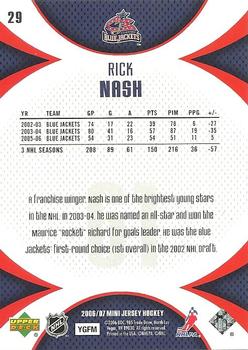 2006-07 Upper Deck Mini Jersey #29 Rick Nash Back