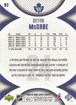 2006-07 Upper Deck Mini Jersey #92 Bryan McCabe Back