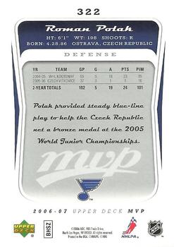2006-07 Upper Deck MVP #322 Roman Polak Back