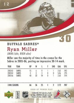 2006-07 Upper Deck Power Play #12 Ryan Miller Back