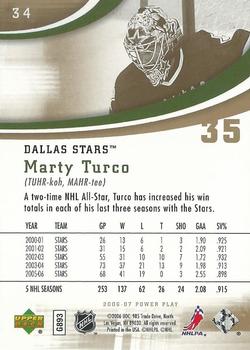 2006-07 Upper Deck Power Play #34 Marty Turco Back
