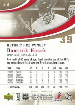 2006-07 Upper Deck Power Play #39 Dominik Hasek Back