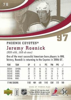 2006-07 Upper Deck Power Play #78 Jeremy Roenick Back
