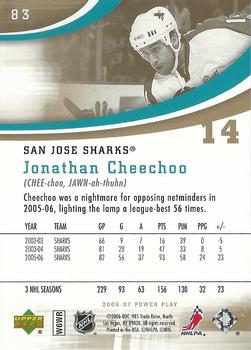 2006-07 Upper Deck Power Play #83 Jonathan Cheechoo Back