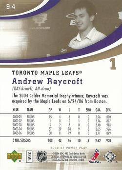 2006-07 Upper Deck Power Play #94 Andrew Raycroft Back