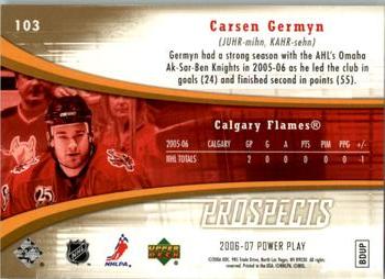 2006-07 Upper Deck Power Play #103 Carsen Germyn Back