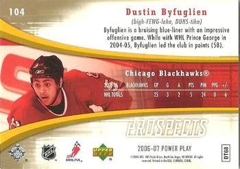 2006-07 Upper Deck Power Play #104 Dustin Byfuglien Back