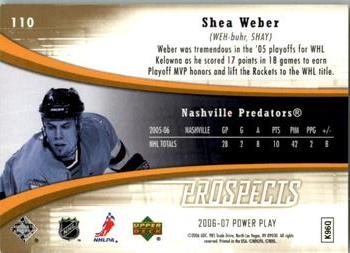 2006-07 Upper Deck Power Play #110 Shea Weber Back