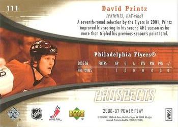 2006-07 Upper Deck Power Play #111 David Printz Back