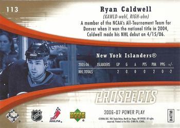 2006-07 Upper Deck Power Play #113 Ryan Caldwell Back