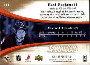2006-07 Upper Deck Power Play #114 Masi Marjamaki Back