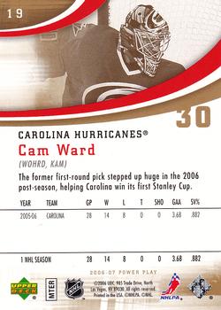 2006-07 Upper Deck Power Play #19 Cam Ward Back