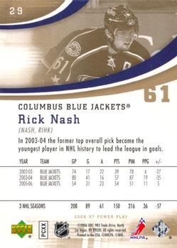 2006-07 Upper Deck Power Play #29 Rick Nash Back