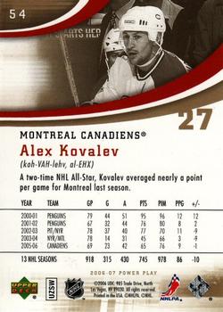 2006-07 Upper Deck Power Play #54 Alex Kovalev Back