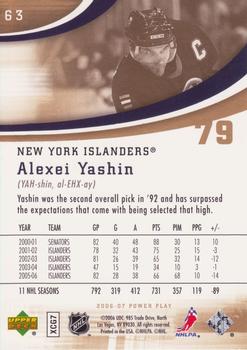 2006-07 Upper Deck Power Play #63 Alexei Yashin Back