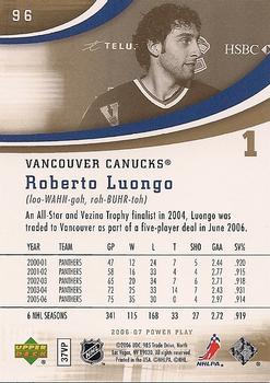 2006-07 Upper Deck Power Play #96 Roberto Luongo Back