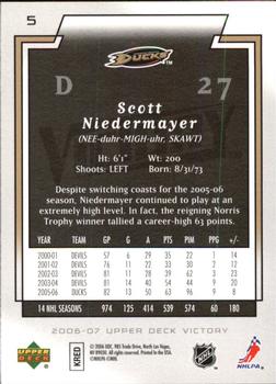 2006-07 Upper Deck Victory #5 Scott Niedermayer Back