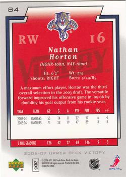 2006-07 Upper Deck Victory #84 Nathan Horton Back
