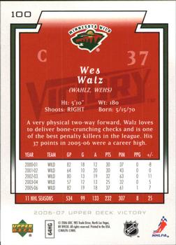 2006-07 Upper Deck Victory #100 Wes Walz Back